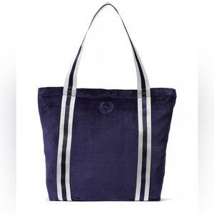 Victoria’s Secret Pink Tote Ribbed Dark Navy Midnight Blue Velvet White Handle